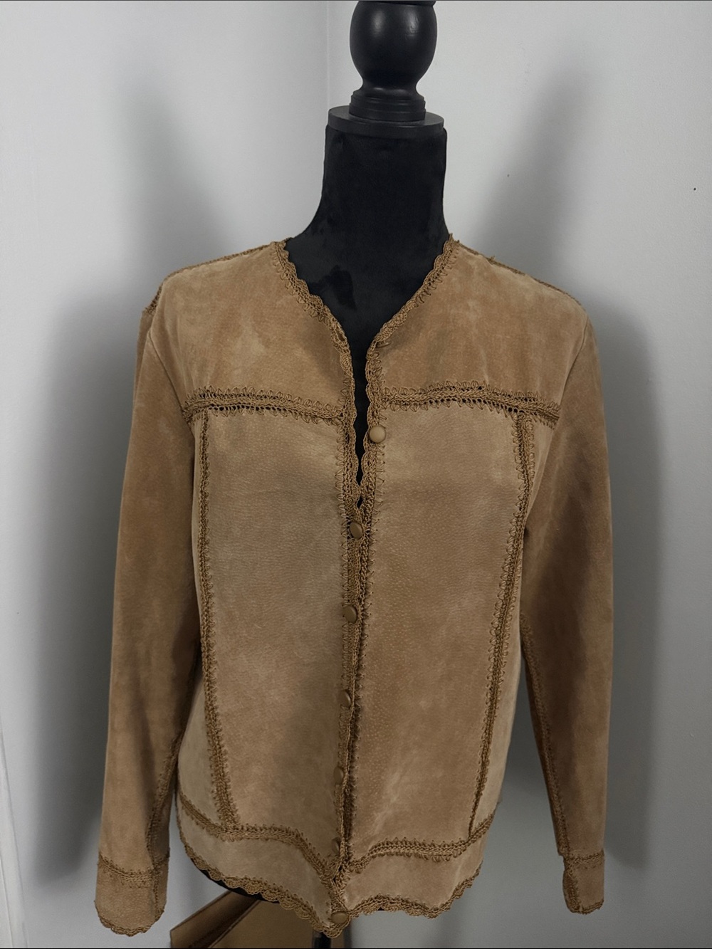 Coldwater Creek Camel Suede Button-Front Jacket